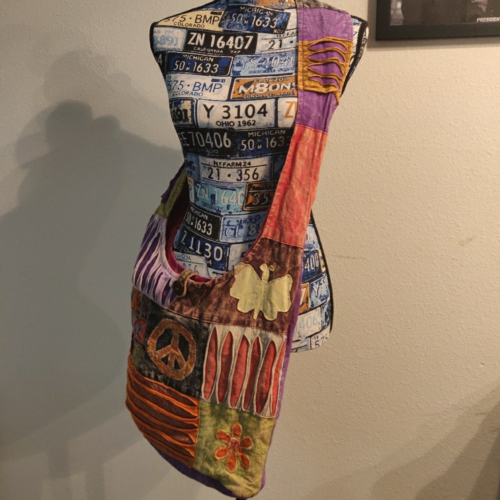 Multicolored oversized crossbody hobo bag